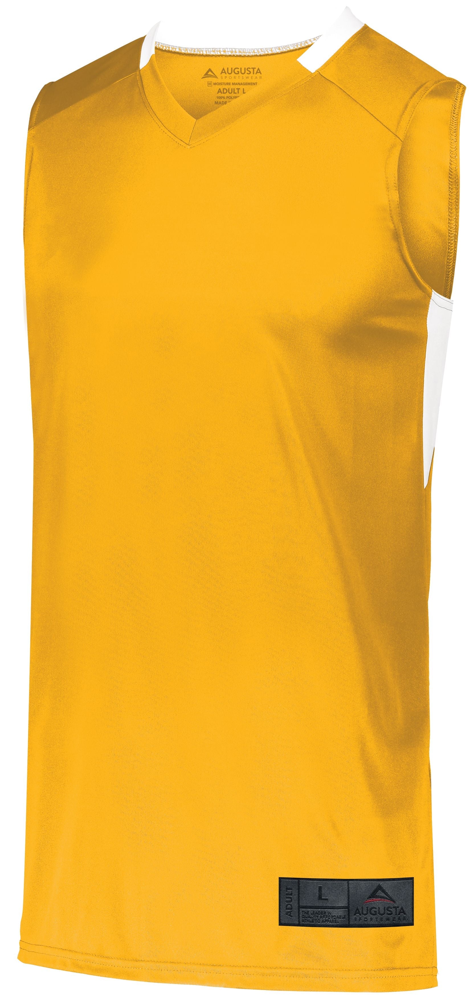 Augusta Sportswear Step-Back Basketball Jersey in Gold/White  -Part of the Adult, Adult-Jersey, Augusta-Products, Basketball, Shirts, All-Sports, All-Sports-1 product lines at KanaleyCreations.com