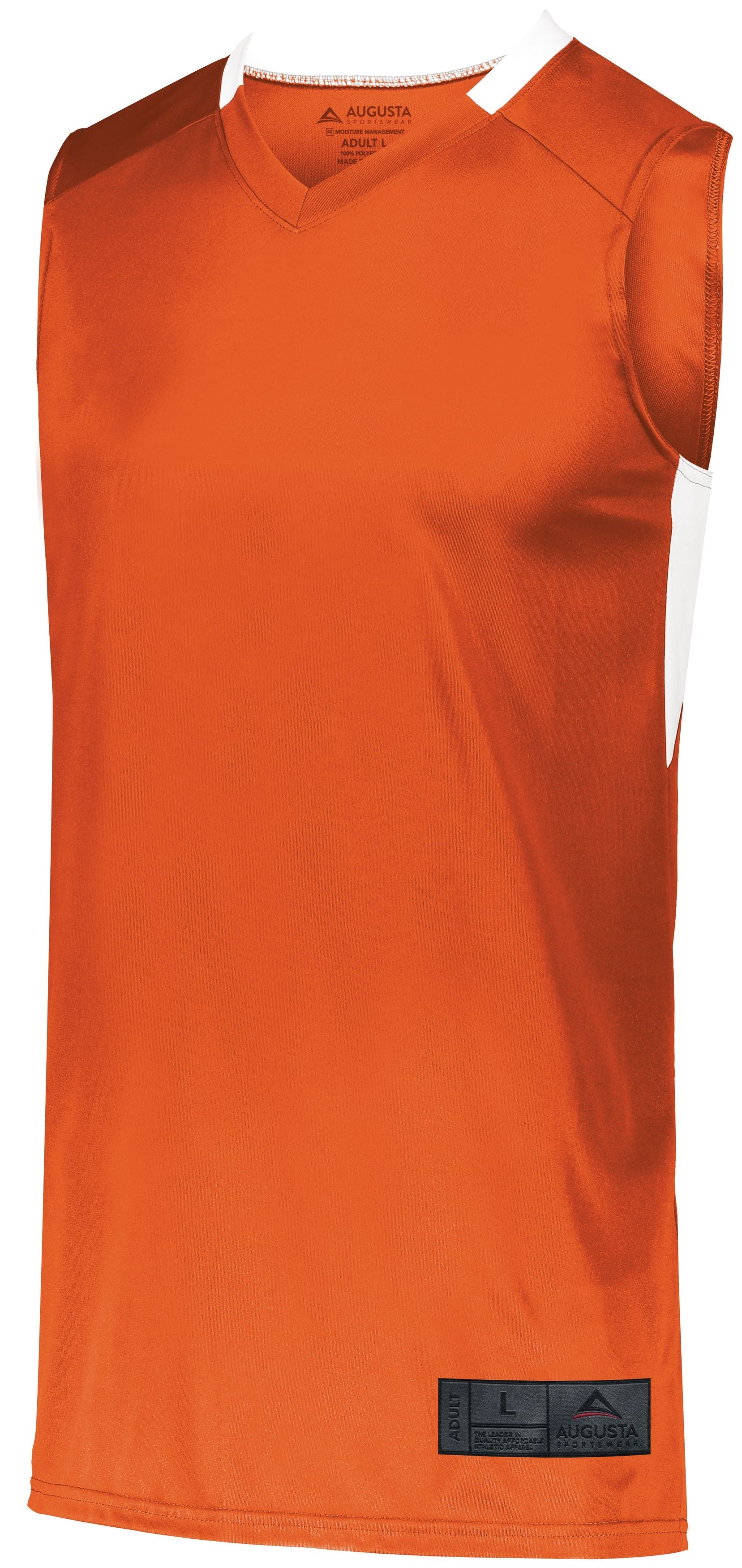 Augusta Sportswear Step-Back Basketball Jersey in Orange/White  -Part of the Adult, Adult-Jersey, Augusta-Products, Basketball, Shirts, All-Sports, All-Sports-1 product lines at KanaleyCreations.com