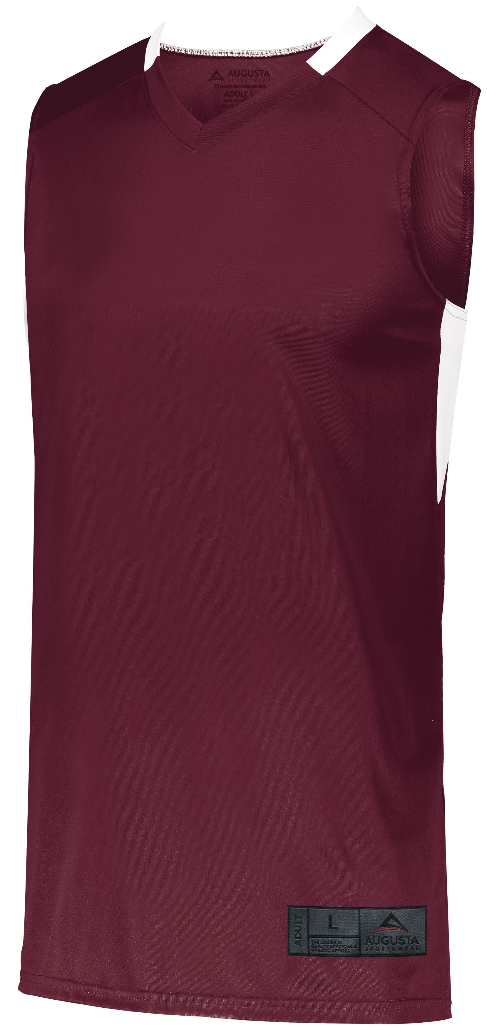 Augusta Sportswear Step-Back Basketball Jersey in Maroon/White  -Part of the Adult, Adult-Jersey, Augusta-Products, Basketball, Shirts, All-Sports, All-Sports-1 product lines at KanaleyCreations.com