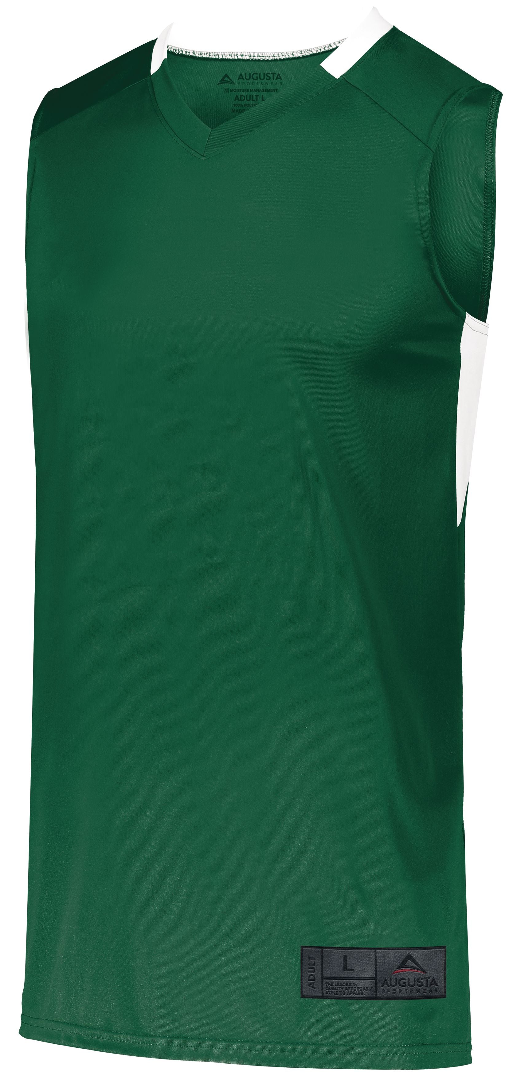Augusta Sportswear Step-Back Basketball Jersey in Dark Green/White  -Part of the Adult, Adult-Jersey, Augusta-Products, Basketball, Shirts, All-Sports, All-Sports-1 product lines at KanaleyCreations.com