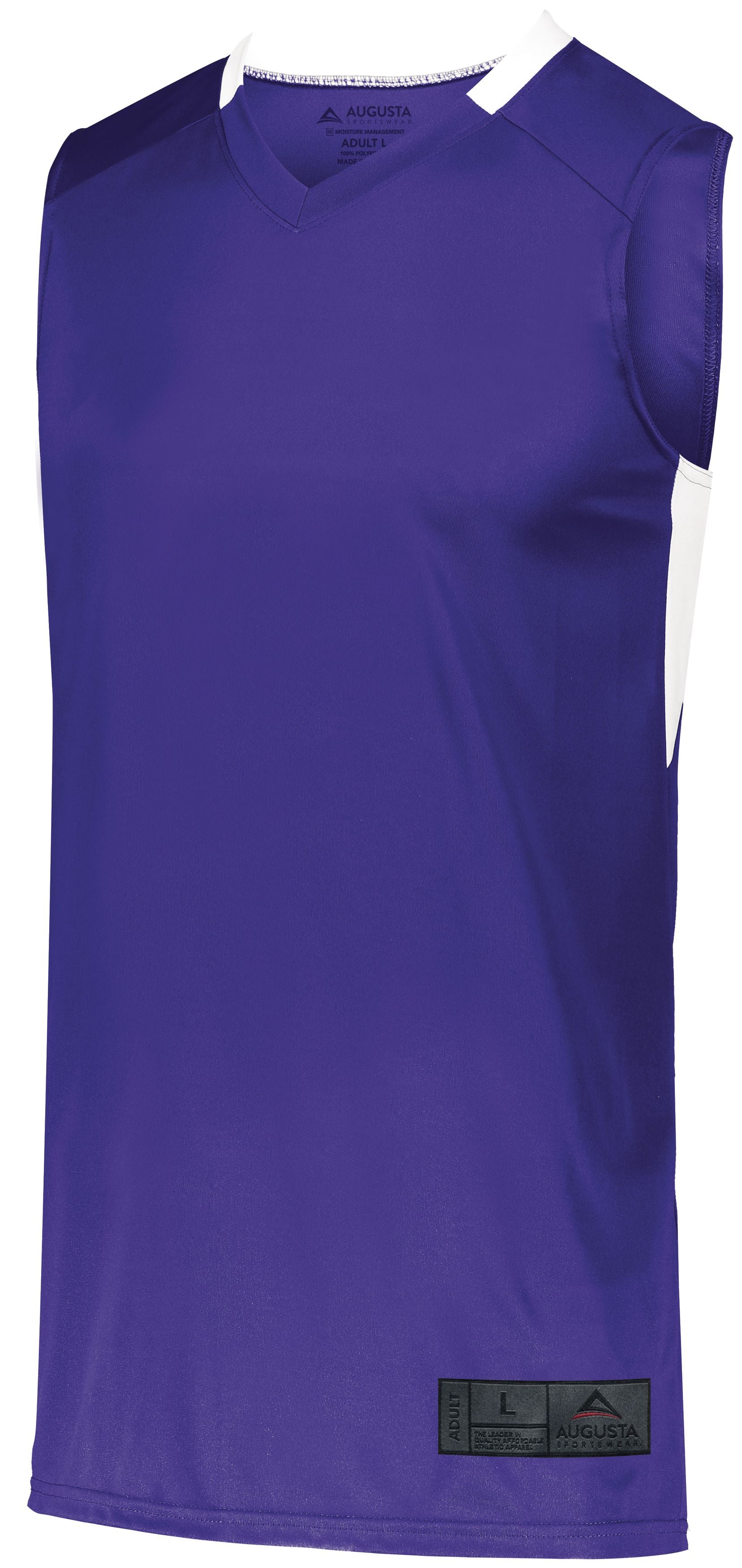 Augusta Sportswear Step-Back Basketball Jersey in Purple/White  -Part of the Adult, Adult-Jersey, Augusta-Products, Basketball, Shirts, All-Sports, All-Sports-1 product lines at KanaleyCreations.com