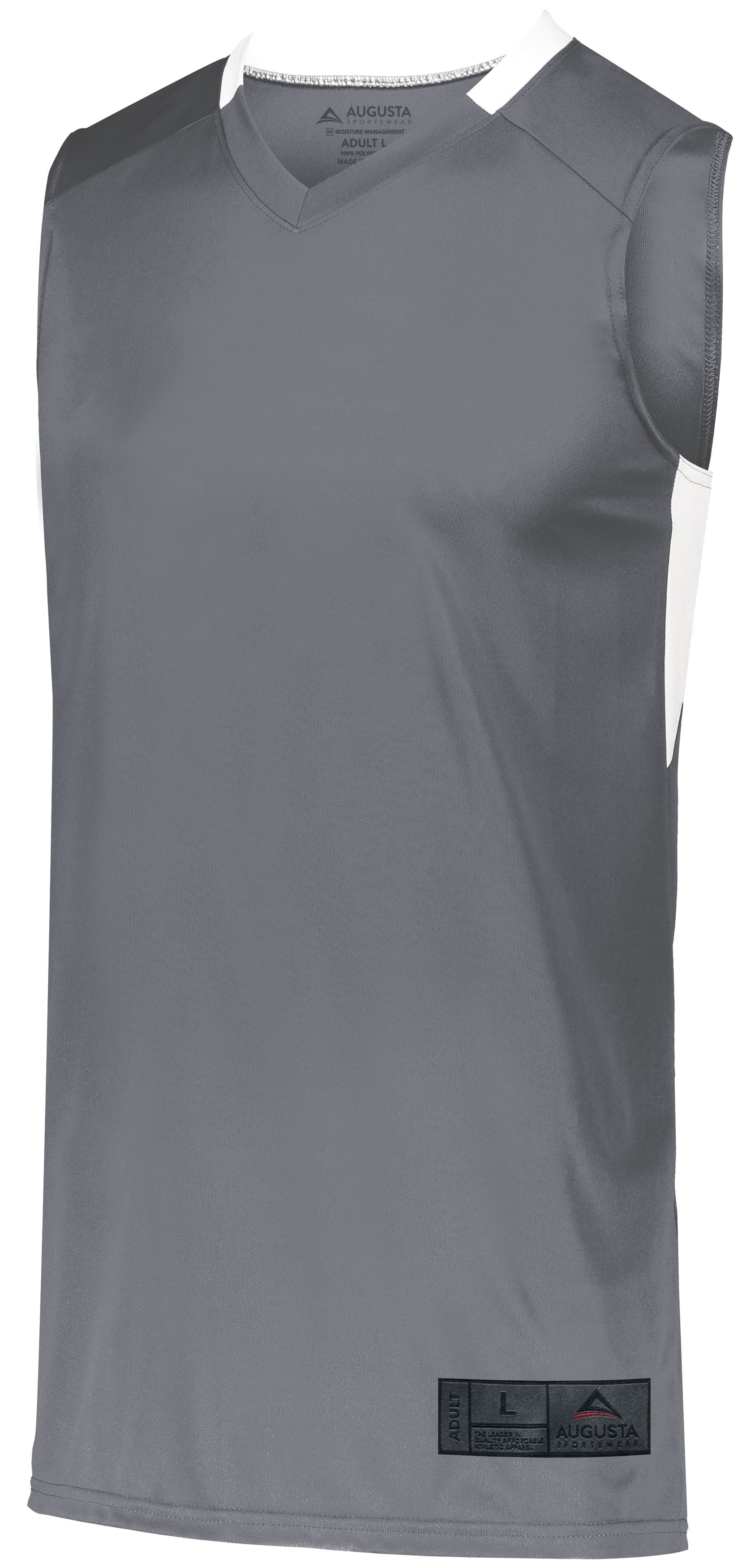 Augusta Sportswear Step-Back Basketball Jersey in Graphite/White  -Part of the Adult, Adult-Jersey, Augusta-Products, Basketball, Shirts, All-Sports, All-Sports-1 product lines at KanaleyCreations.com