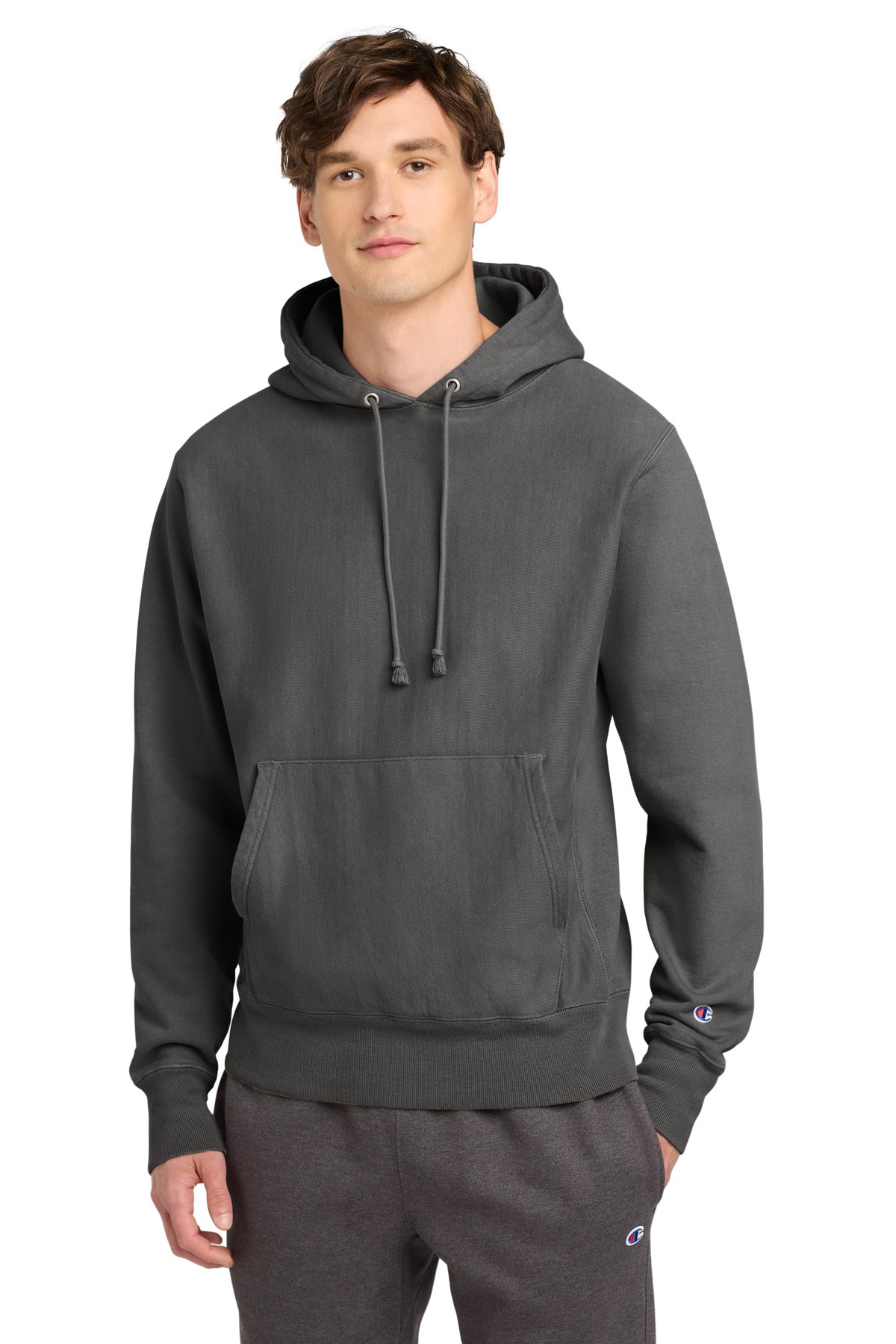 Custom Champion  Reverse Weave  Garment-Dyed Hooded Sweatshirt. GDS101