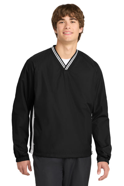 Custom Personalized Sport-Tek ®  Tipped V-Neck Raglan Wind Shirt. JST62