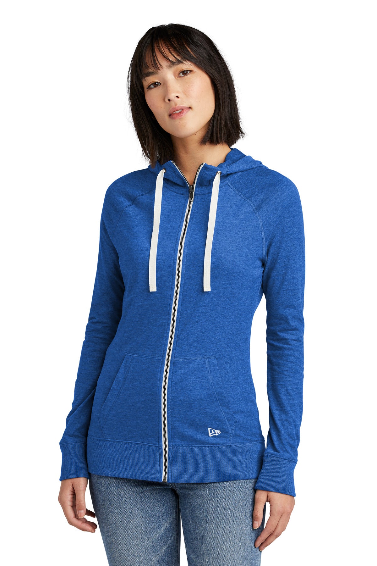 Custom New Era Women's Sueded Cotton Blend Full-Zip Hoodie. LNEA122