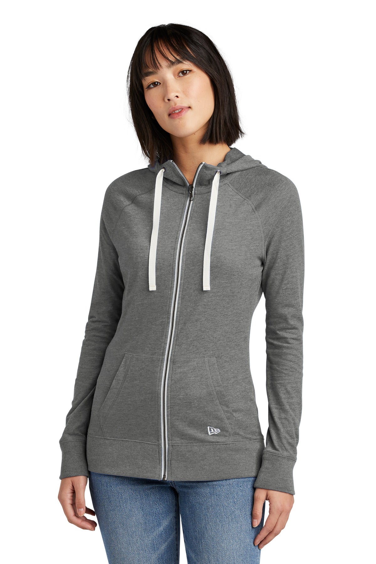 Custom New Era Women's Sueded Cotton Blend Full-Zip Hoodie. LNEA122