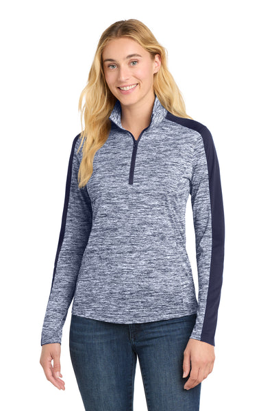 Custom Personalized Sport-Tek ®  Women's PosiCharge ®  Electric Heather Colorblock 1/4-Zip Pullover. LST397