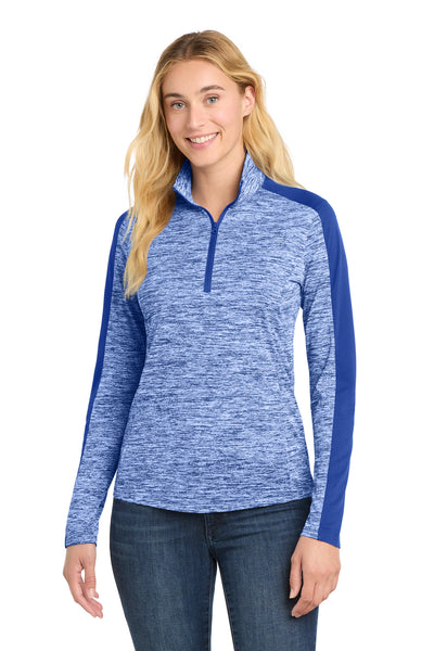 Custom Personalized Sport-Tek ®  Women's PosiCharge ®  Electric Heather Colorblock 1/4-Zip Pullover. LST397