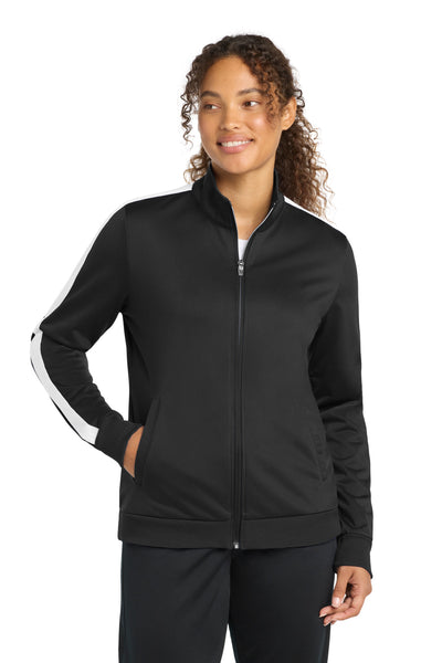 Custom Personalized Sport-Tek  ®  Women's Tricot Sleeve Stripe Track Jacket. LST94