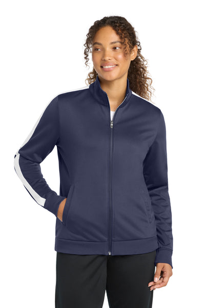 Custom Personalized Sport-Tek  ®  Women's Tricot Sleeve Stripe Track Jacket. LST94
