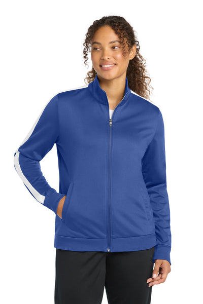 Custom Personalized Sport-Tek  ®  Women's Tricot Sleeve Stripe Track Jacket. LST94