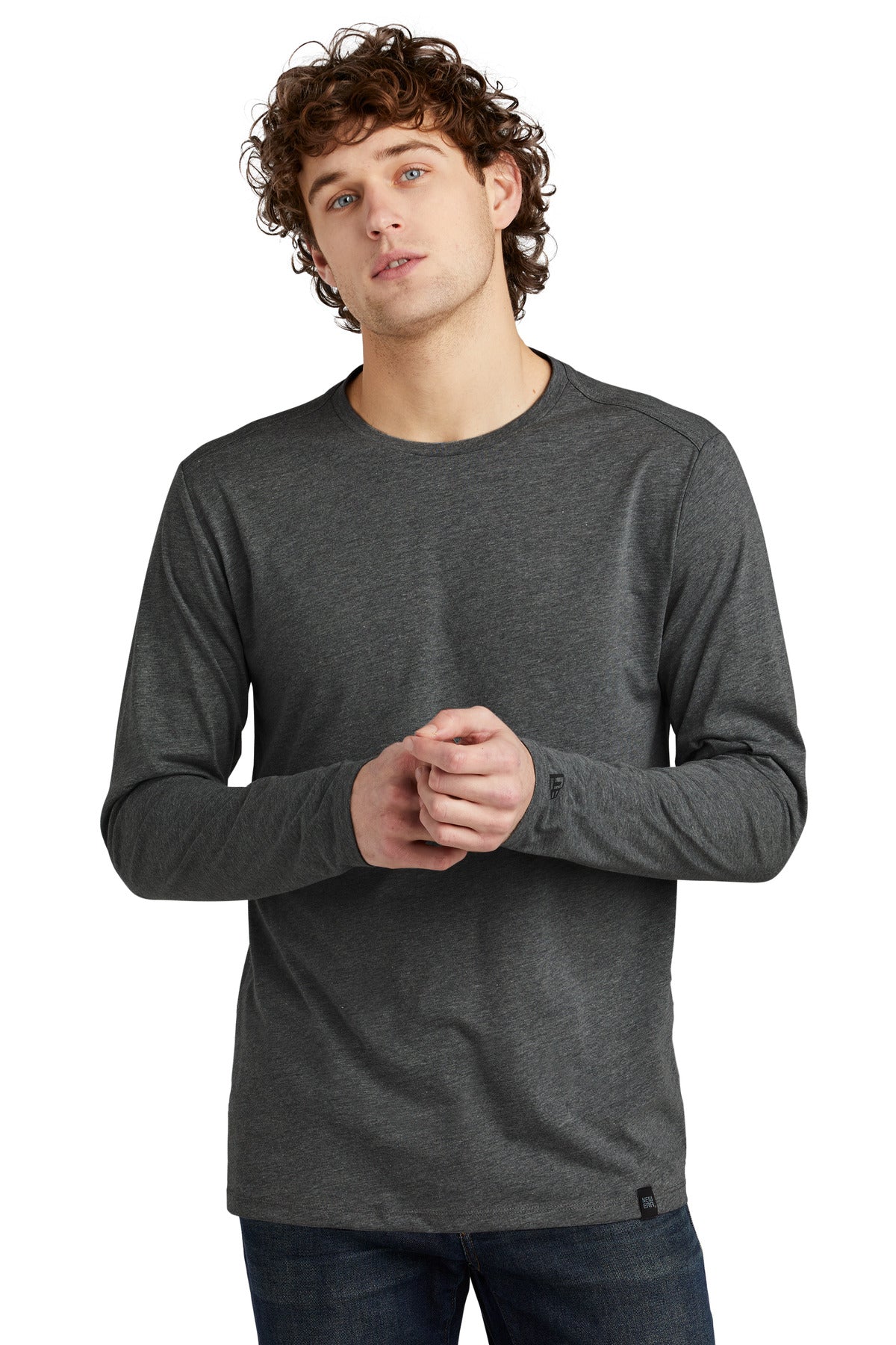 Custom New Era  Heritage Blend Long Sleeve Crew Tee. NEA102