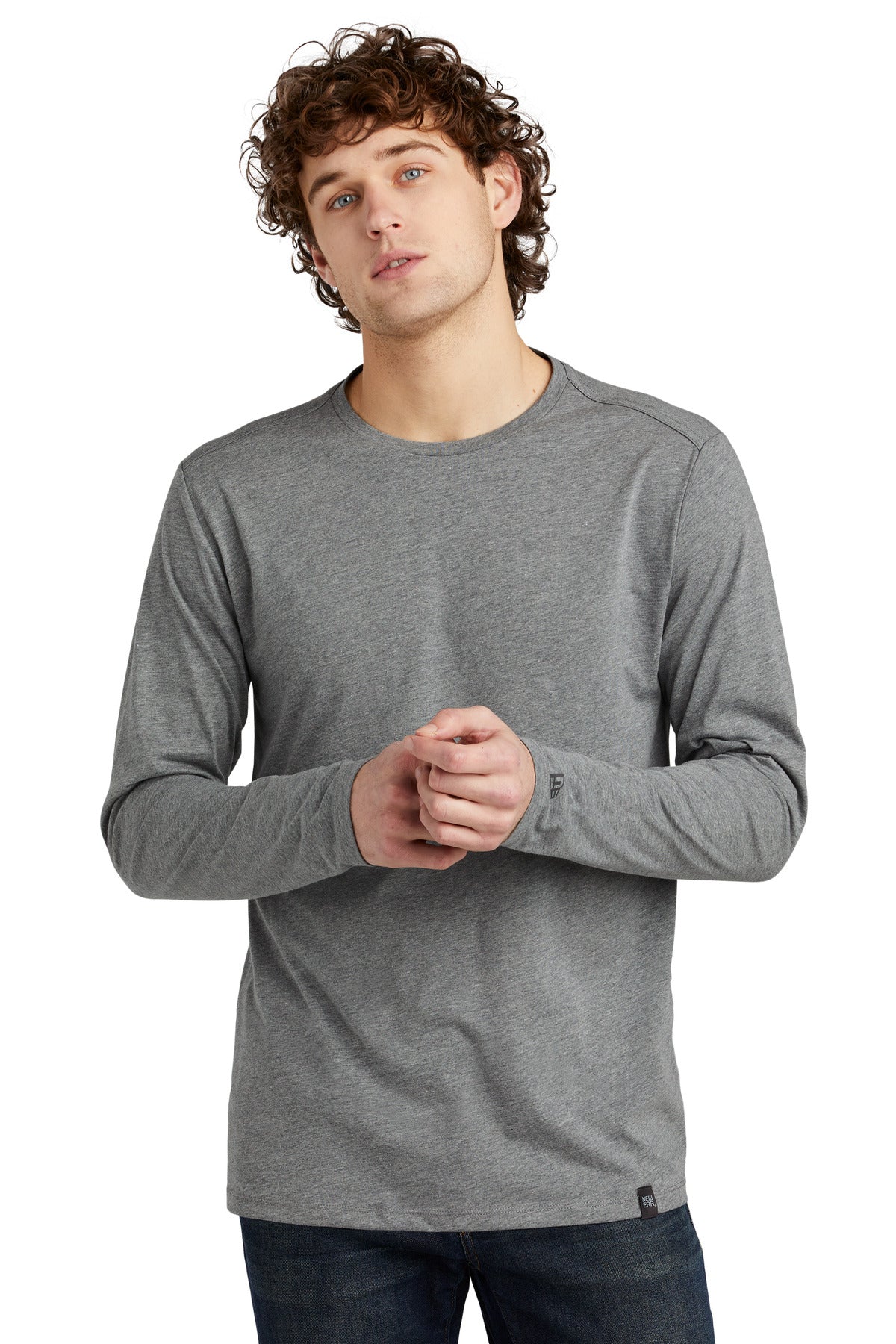 Custom New Era  Heritage Blend Long Sleeve Crew Tee. NEA102