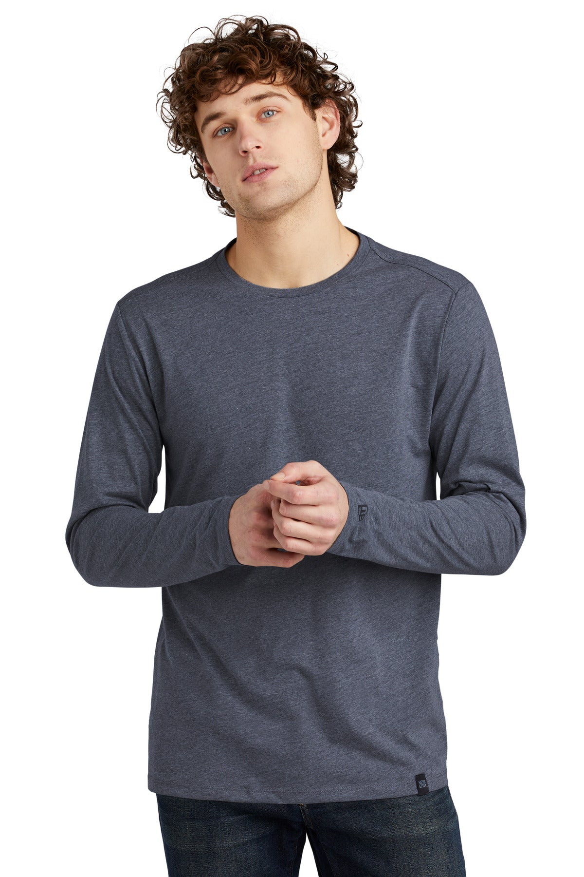 Custom New Era  Heritage Blend Long Sleeve Crew Tee. NEA102