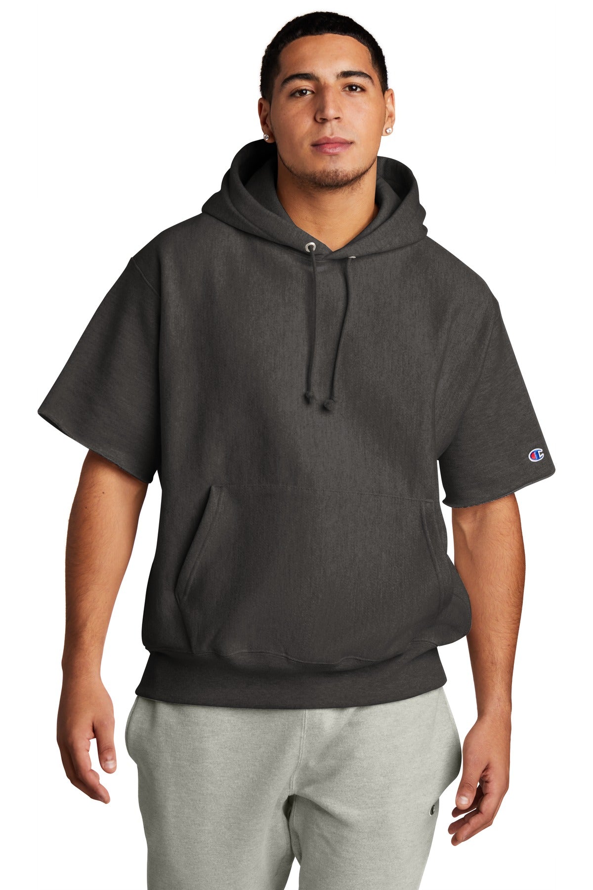 Custom Champion   Reverse Weave   Short Sleeve Hooded Sweatshirt S101SS