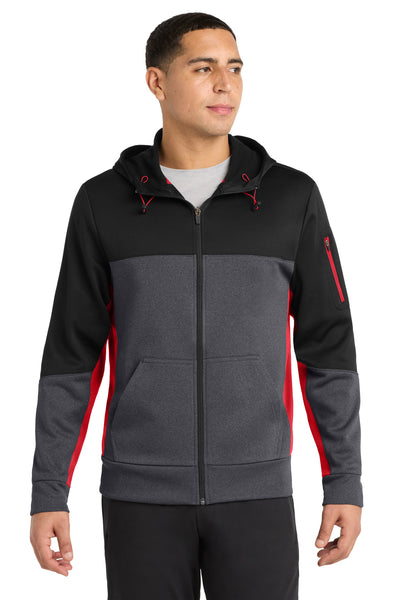 Custom Personalized Sport-Tek ®  Tech Fleece Colorblock Full-Zip Hooded Jacket. ST245