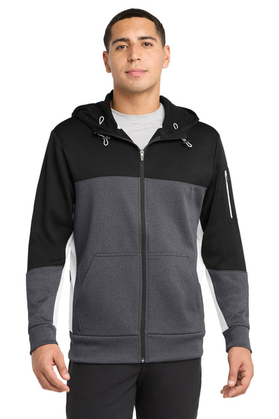 Custom Personalized Sport-Tek ®  Tech Fleece Colorblock Full-Zip Hooded Jacket. ST245