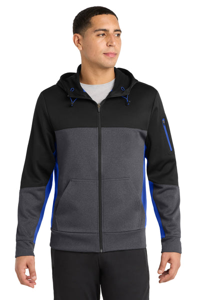 Custom Personalized Sport-Tek ®  Tech Fleece Colorblock Full-Zip Hooded Jacket. ST245