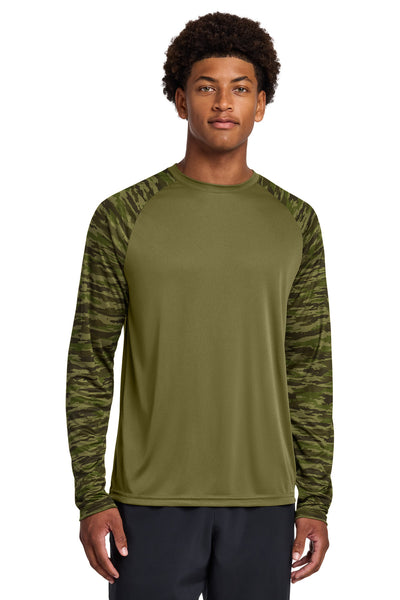Custom Personalized Sport-Tek ®  Drift Camo Colorblock Long Sleeve Tee ST376LS