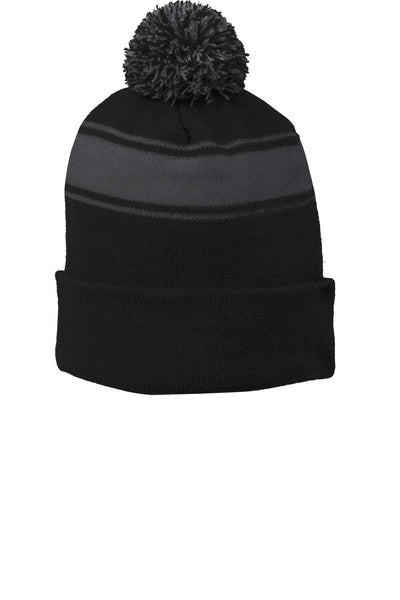 Custom Personalized Sport-Tek ®  Stripe Pom Pom Beanie.  STC28