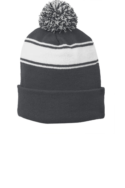 Custom Personalized Sport-Tek ®  Stripe Pom Pom Beanie.  STC28