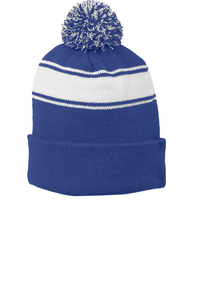 Custom Personalized Sport-Tek ®  Stripe Pom Pom Beanie.  STC28