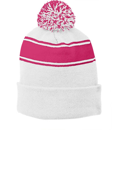 Custom Personalized Sport-Tek ®  Stripe Pom Pom Beanie.  STC28