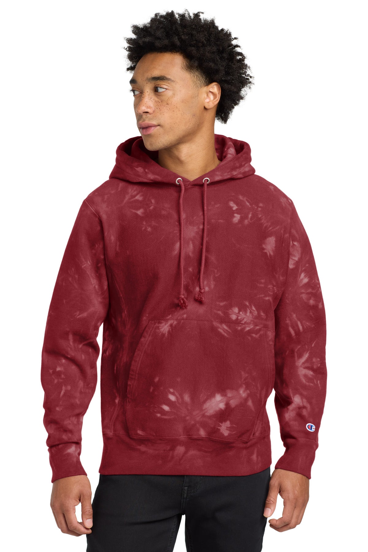 Custom Champion  Reverse Weave  Scrunch-Dye Tie-Dye Hooded Sweatshirt. TDS101