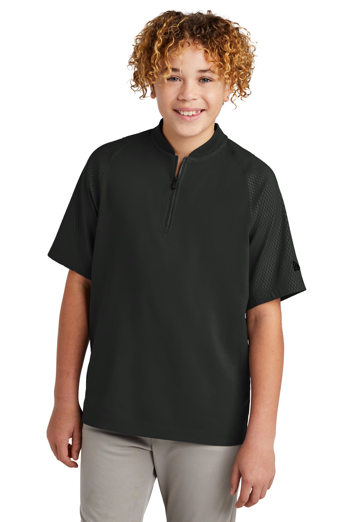 Custom New Era  Youth Cage Short Sleeve 1/4-Zip Jacket. YNEA600