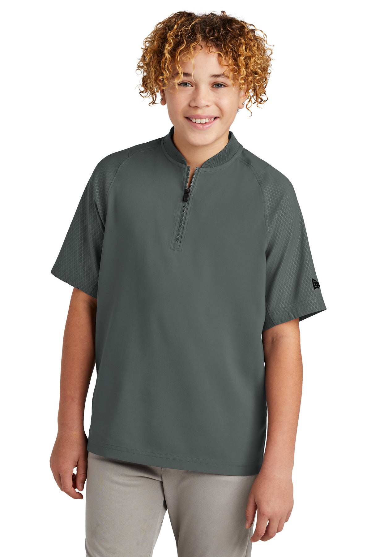 Custom New Era  Youth Cage Short Sleeve 1/4-Zip Jacket. YNEA600