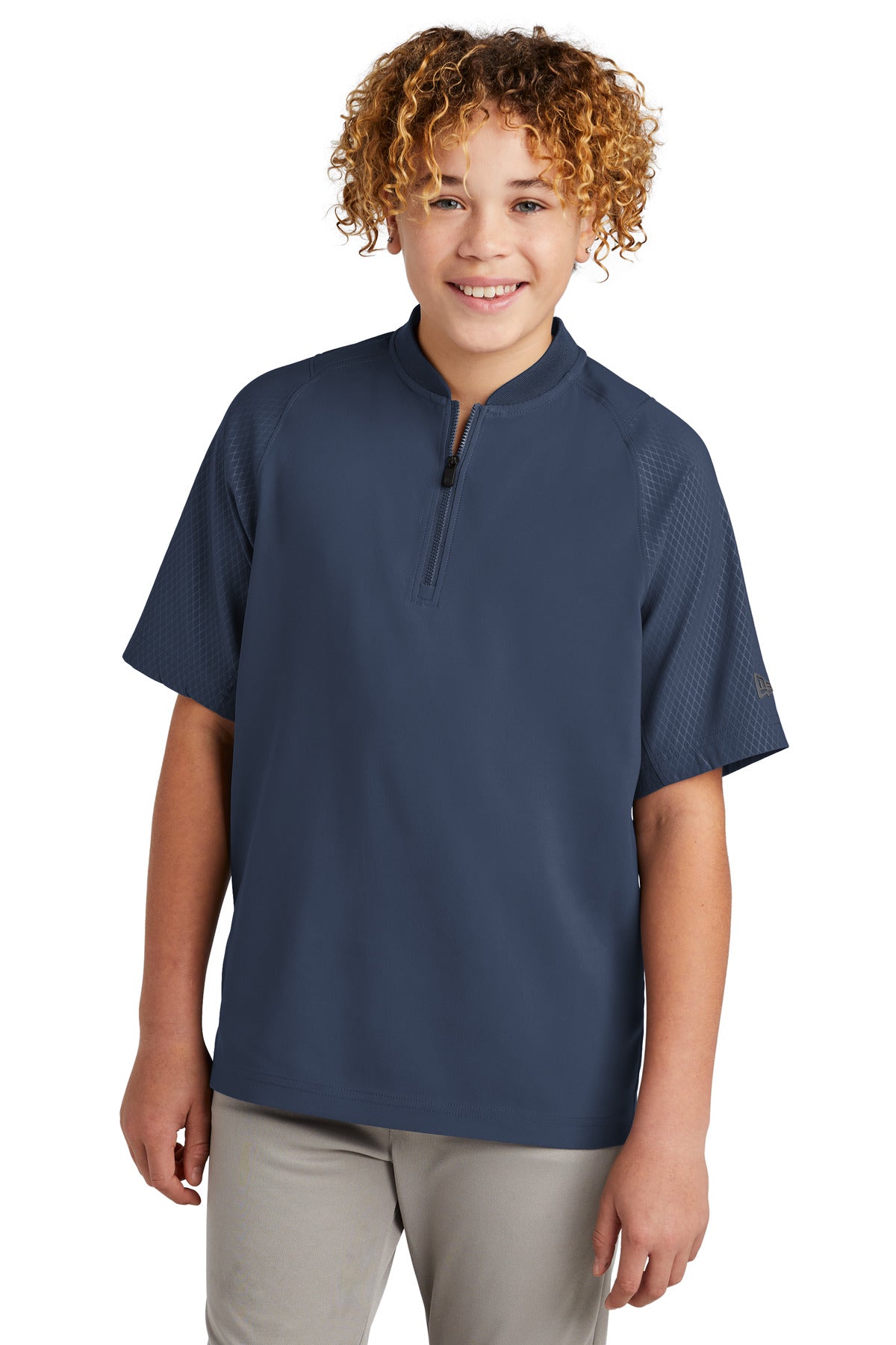 Custom New Era  Youth Cage Short Sleeve 1/4-Zip Jacket. YNEA600
