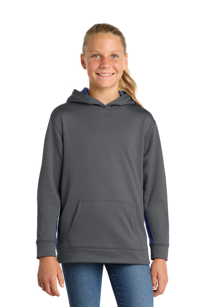 Custom Personalized Sport-Tek ®  Youth Sport-Wick ®  Fleece Colorblock Hooded Pullover.  YST235
