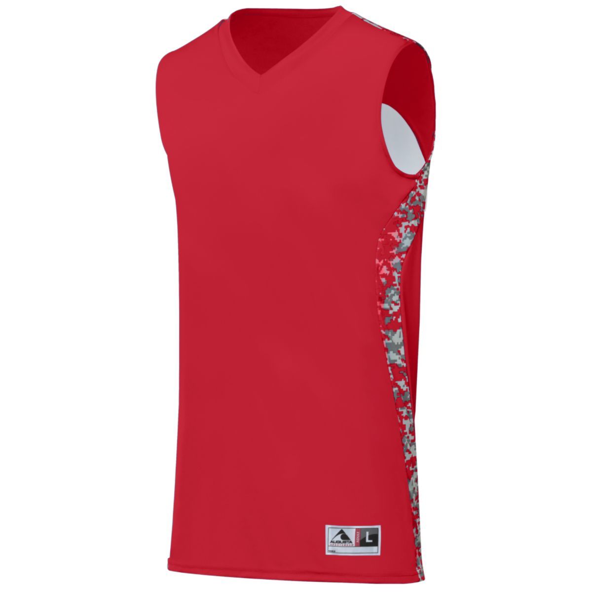 Augusta Sportswear Hook Shot Reversible Jersey in Red/Red Digi  -Part of the Adult, Adult-Jersey, Augusta-Products, Basketball, Shirts, All-Sports, All-Sports-1 product lines at KanaleyCreations.com