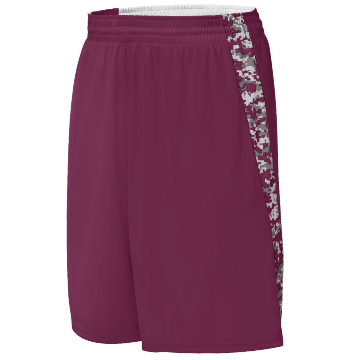 Augusta Sportswear Hook Shot Reversible Shorts in Maroon/Maroon Digi  -Part of the Adult, Adult-Shorts, Augusta-Products, Basketball, All-Sports, All-Sports-1 product lines at KanaleyCreations.com