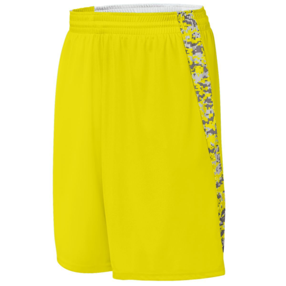 Augusta Sportswear Hook Shot Reversible Shorts in Power Yellow/Power Yellow Digi  -Part of the Adult, Adult-Shorts, Augusta-Products, Basketball, All-Sports, All-Sports-1 product lines at KanaleyCreations.com