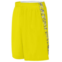 Augusta Sportswear Youth Hook Shot Reversible Shorts in Power Yellow/Power Yellow Digi  -Part of the Youth, Youth-Shorts, Augusta-Products, Basketball, All-Sports, All-Sports-1 product lines at KanaleyCreations.com