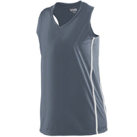 Augusta Sportswear Ladies Winning Streak Racerback Jersey in Graphite/White  -Part of the Ladies, Ladies-Jersey, Augusta-Products, Basketball, Shirts, All-Sports, All-Sports-1 product lines at KanaleyCreations.com