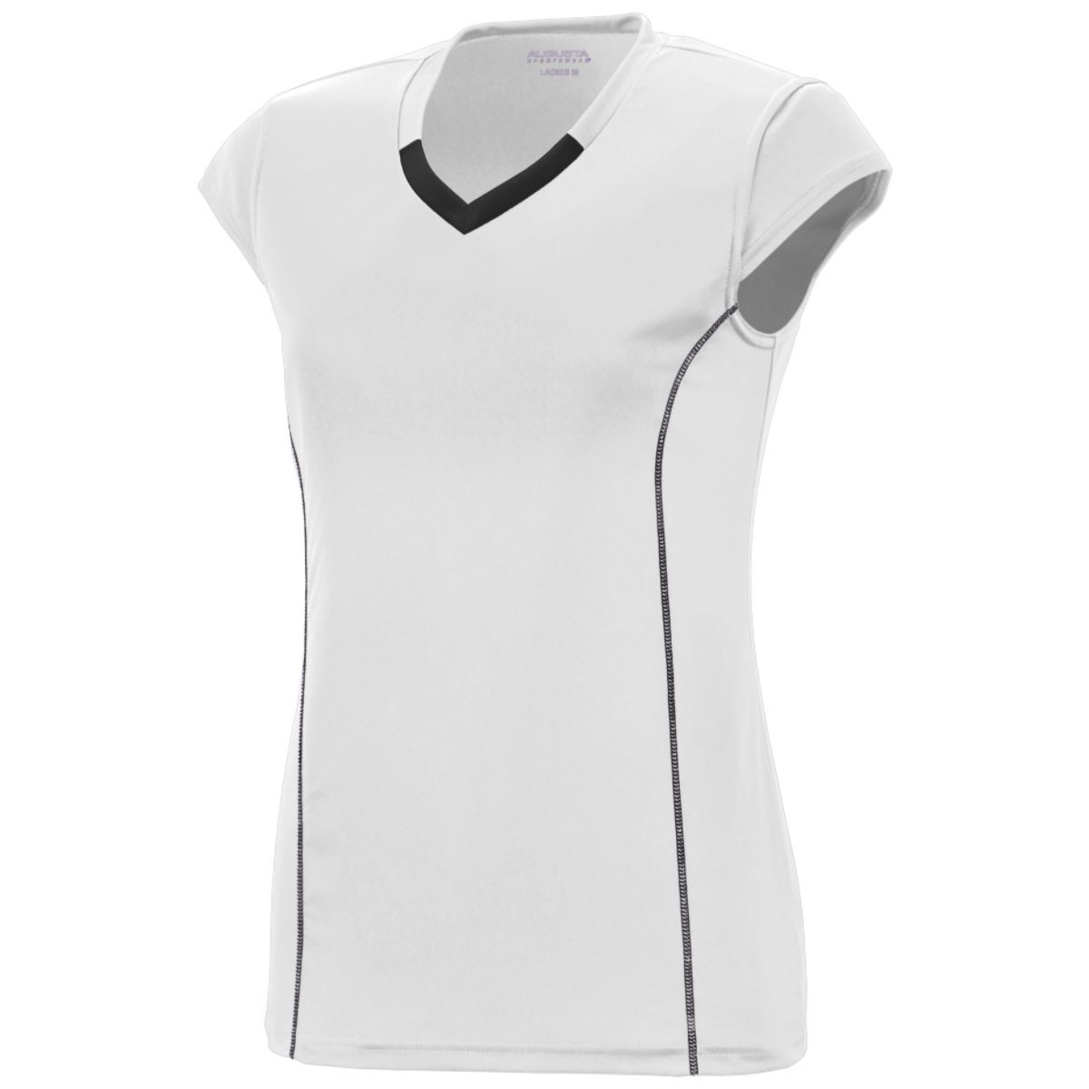 Augusta Sportswear Girls Blash Jersey in White/Black  -Part of the Girls, Augusta-Products, Volleyball, Girls-Jersey, Shirts product lines at KanaleyCreations.com