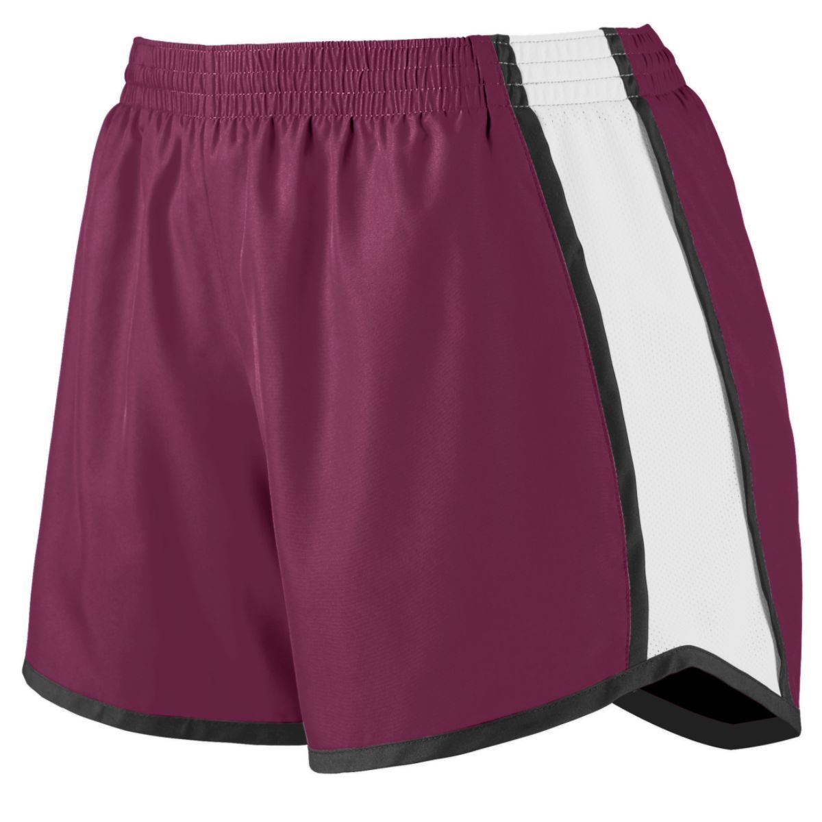 Augusta Sportswear Ladies Pulse Shorts in Maroon/White/Black  -Part of the Ladies, Ladies-Shorts, Augusta-Products, Volleyball product lines at KanaleyCreations.com