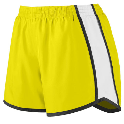 Augusta Sportswear Girls Pulse Team Shorts in Power Yellow/White/Black  -Part of the Girls, Augusta-Products, Volleyball, Girls-Shorts product lines at KanaleyCreations.com