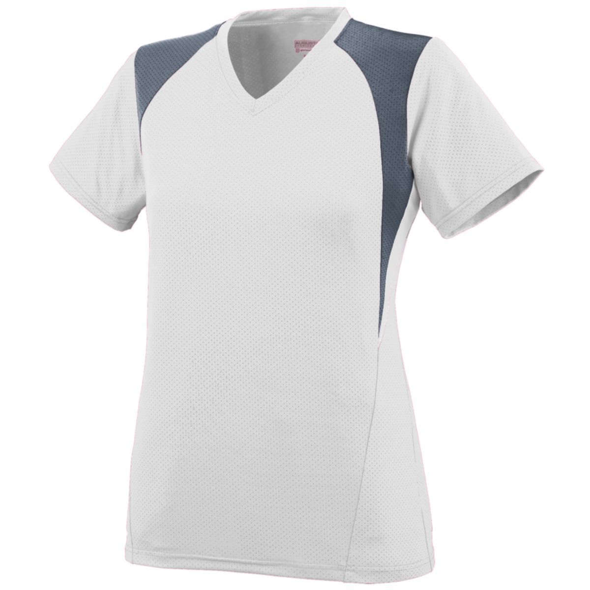 Augusta Sportswear Ladies Mystic Jersey in White/Graphite/White  -Part of the Ladies, Ladies-Jersey, Augusta-Products, Soccer, Shirts, All-Sports-1 product lines at KanaleyCreations.com