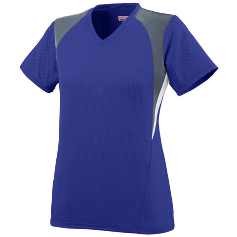 Augusta Sportswear Ladies Mystic Jersey in Purple/Graphite/White  -Part of the Ladies, Ladies-Jersey, Augusta-Products, Soccer, Shirts, All-Sports-1 product lines at KanaleyCreations.com