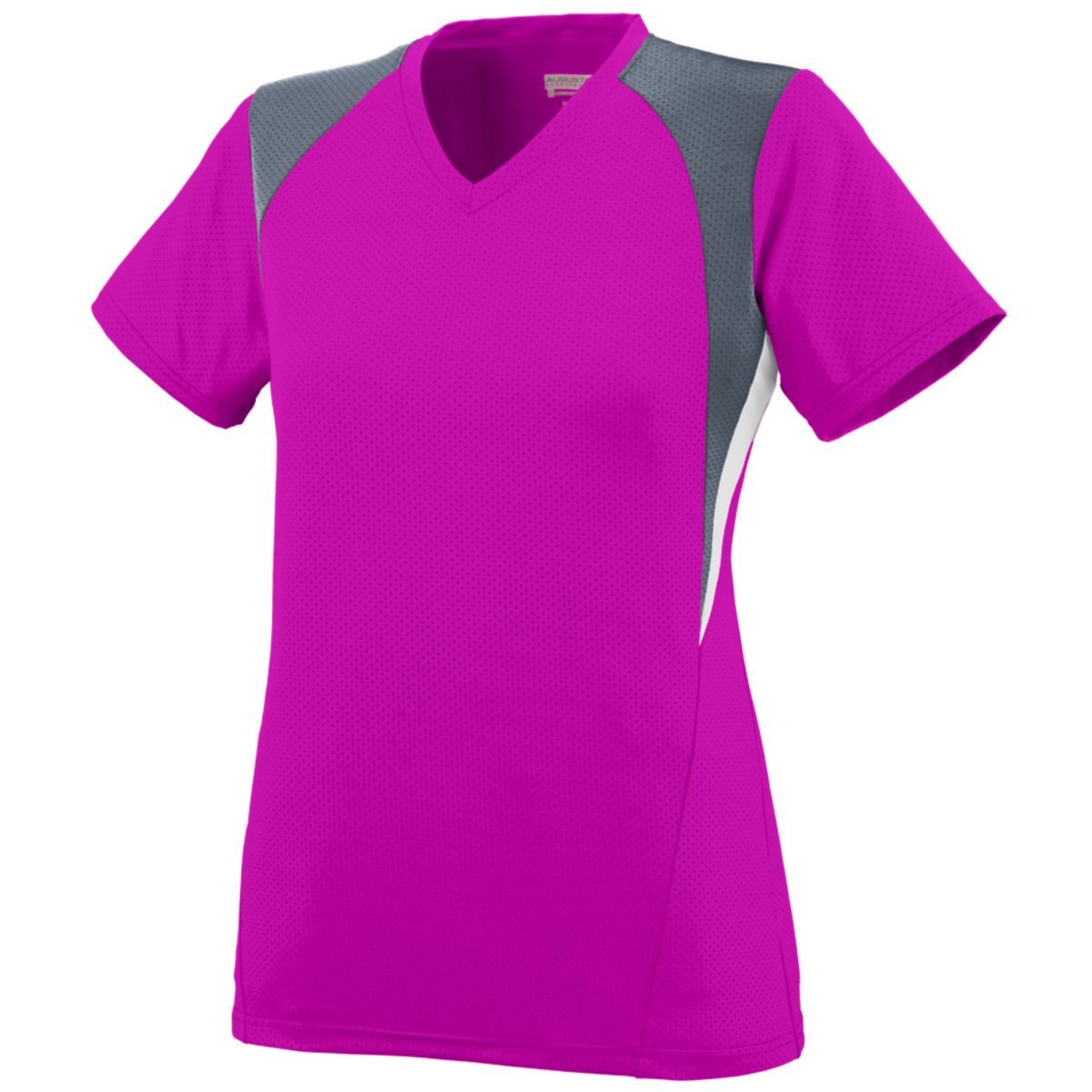 Augusta Sportswear Ladies Mystic Jersey in Power Pink/Graphite/White  -Part of the Ladies, Ladies-Jersey, Augusta-Products, Soccer, Shirts, All-Sports-1 product lines at KanaleyCreations.com