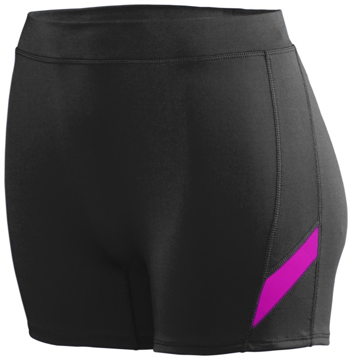 Augusta Sportswear Ladies Stride Shorts in Black/Power Pink  -Part of the Ladies, Ladies-Shorts, Augusta-Products, Volleyball product lines at KanaleyCreations.com