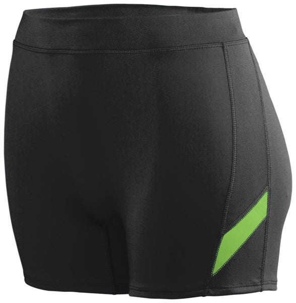 Augusta Sportswear Ladies Stride Shorts in Black/Lime  -Part of the Ladies, Ladies-Shorts, Augusta-Products, Volleyball product lines at KanaleyCreations.com