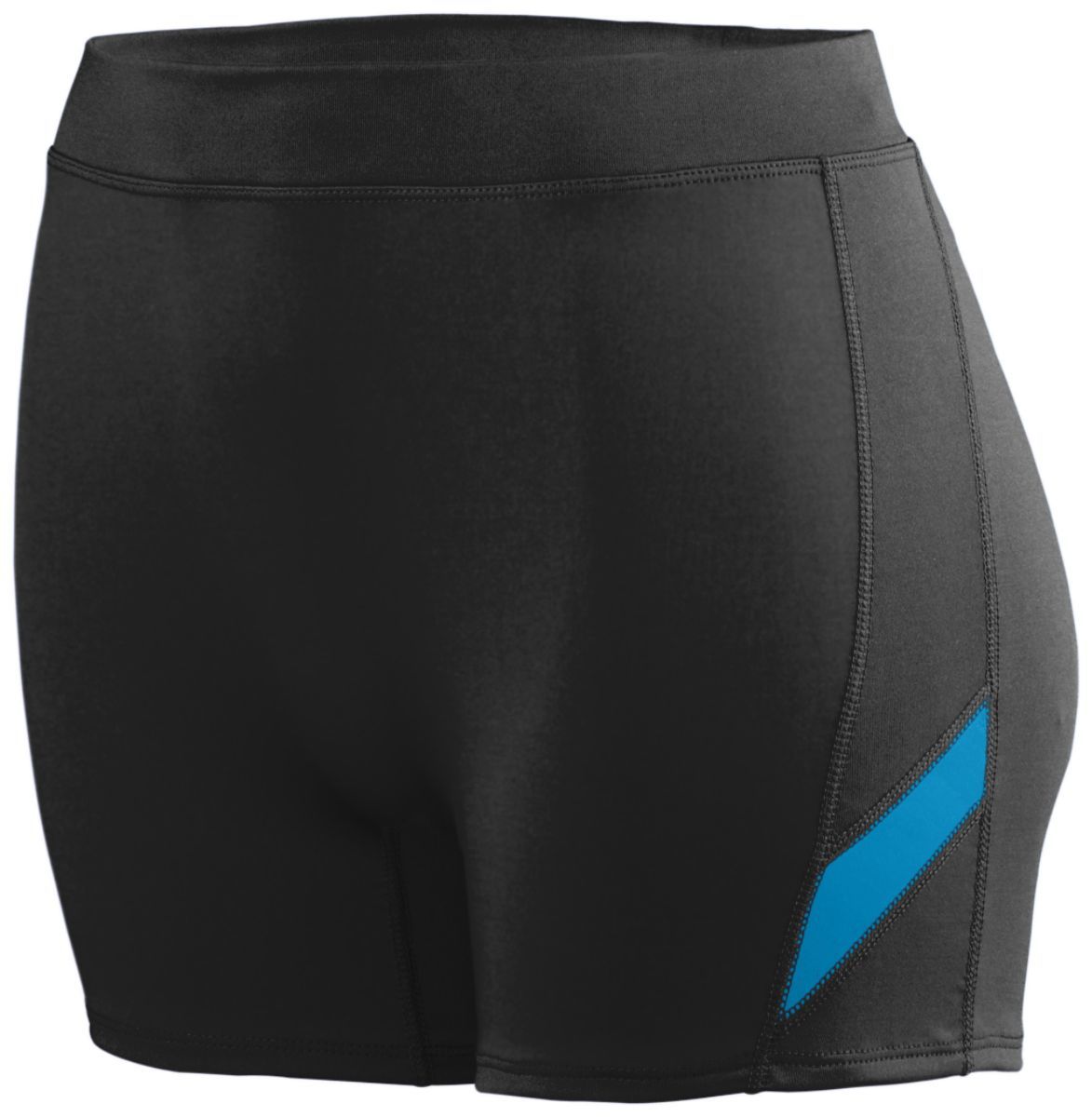 Augusta Sportswear Ladies Stride Shorts in Black/Power Blue  -Part of the Ladies, Ladies-Shorts, Augusta-Products, Volleyball product lines at KanaleyCreations.com