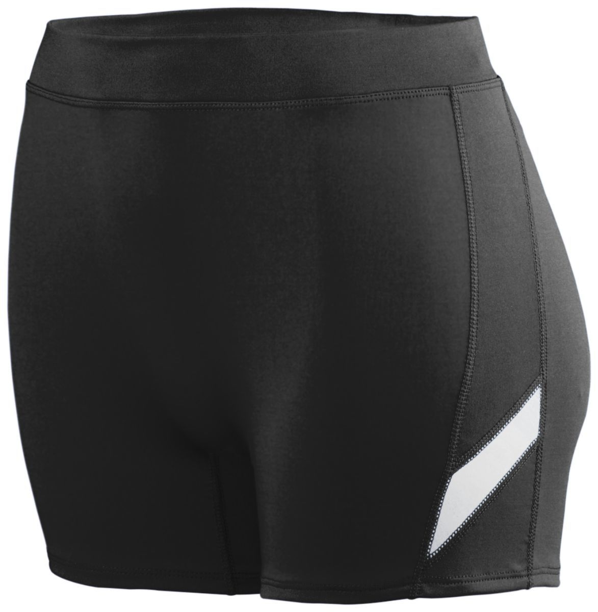 Augusta Sportswear Girls Stride Shorts in Black/White  -Part of the Girls, Augusta-Products, Volleyball, Girls-Shorts product lines at KanaleyCreations.com