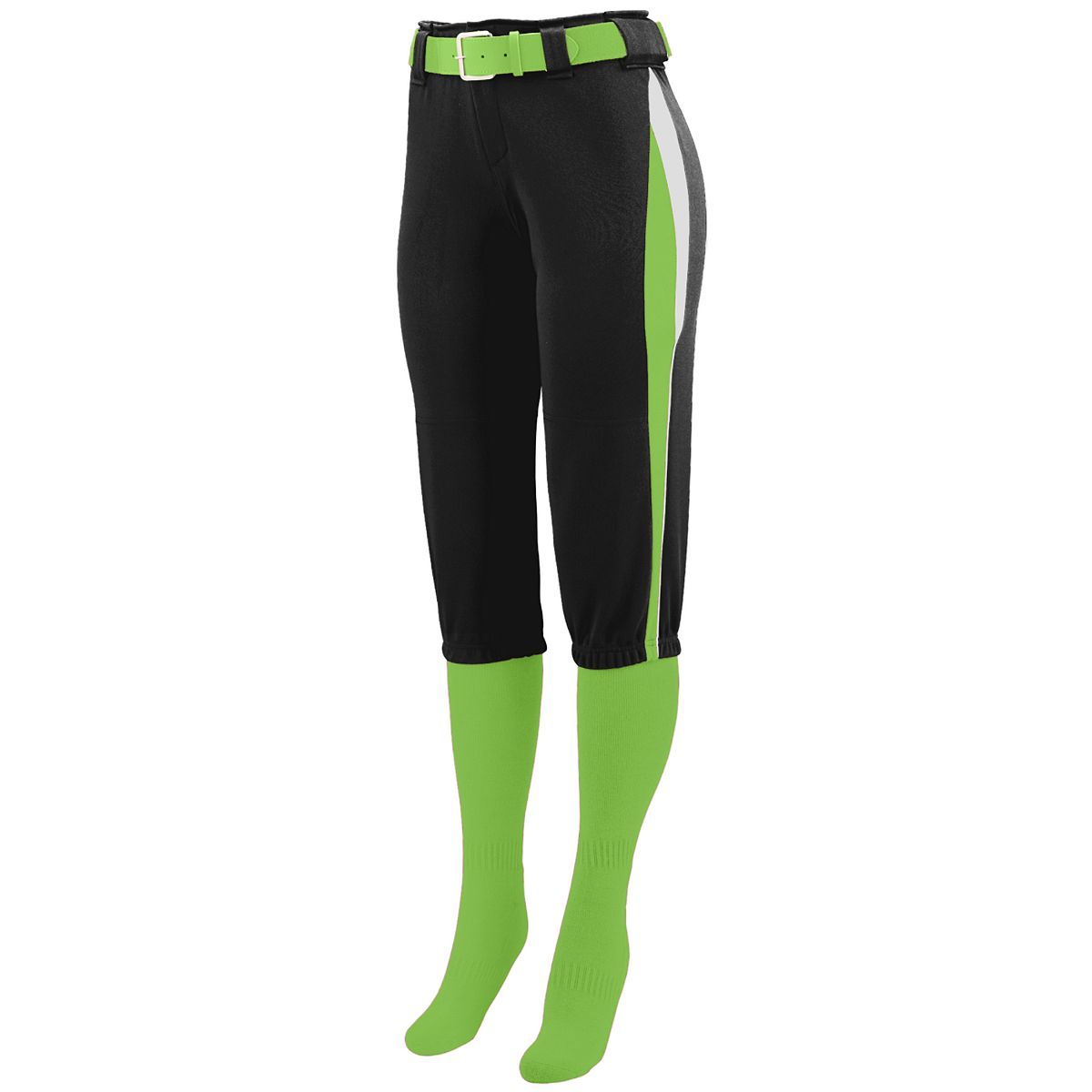 Augusta Sportswear Ladies Comet Pant in Black/Lime/White  -Part of the Ladies, Ladies-Pants, Pants, Augusta-Products, Softball product lines at KanaleyCreations.com