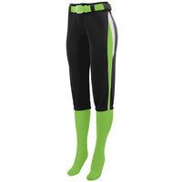 Augusta Sportswear Ladies Comet Pant in Black/Lime/White  -Part of the Ladies, Ladies-Pants, Pants, Augusta-Products, Softball product lines at KanaleyCreations.com