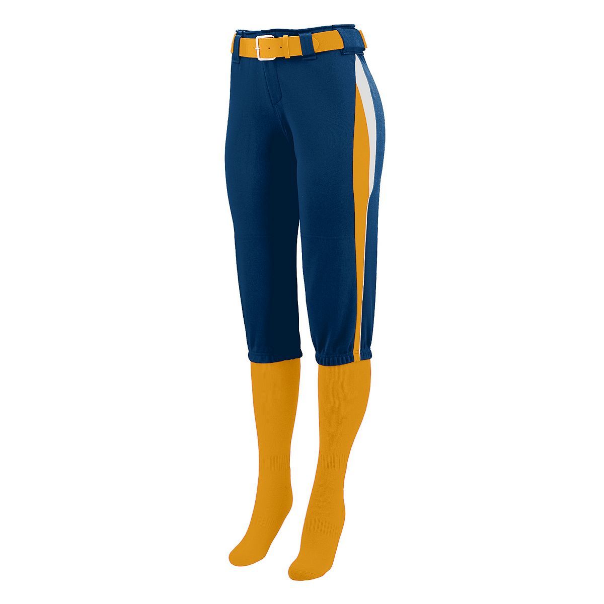 Augusta Sportswear Ladies Comet Pant in Navy/Gold/White  -Part of the Ladies, Ladies-Pants, Pants, Augusta-Products, Softball product lines at KanaleyCreations.com